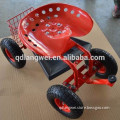 rolling garden work seat cart with turnbar